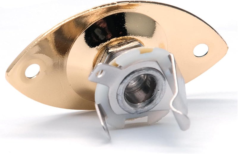 harpfeas Metal 1/4" Oval Guitar Input Jack Output Plate Jackplate Socket for Fender Strat Tele (Gold) - Image 4